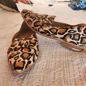 Dr. Scholl’s Hello Leopard Print Loafers 8.5 M Animal Calf Hair Penny Flats
